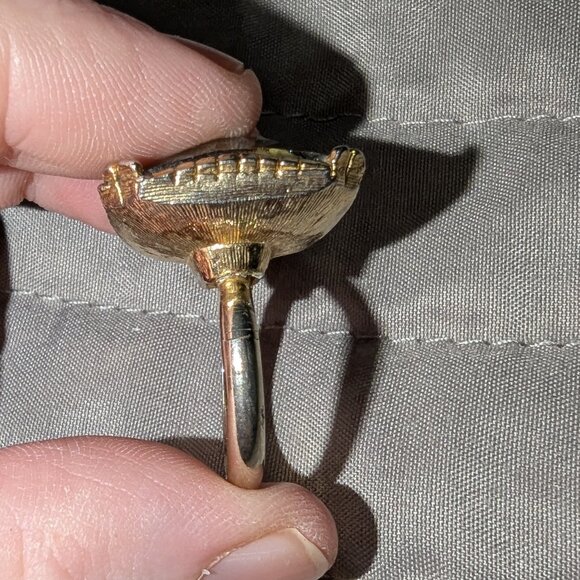 Size 8 Large Yellow Green Faceted Crystal Statement Ring 5222 - Picture 3 of 7